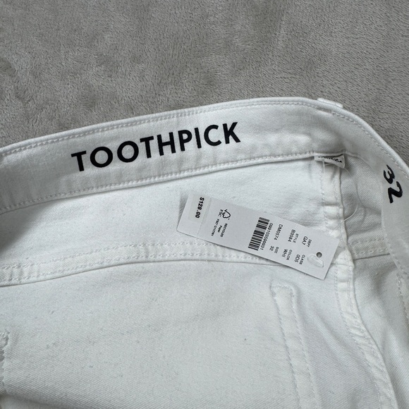 NWT J.Crew 9” Mid Rise Toothpick White Zip Fly Cotton Blend Stretch Jeans 32 - Picture 15 of 16